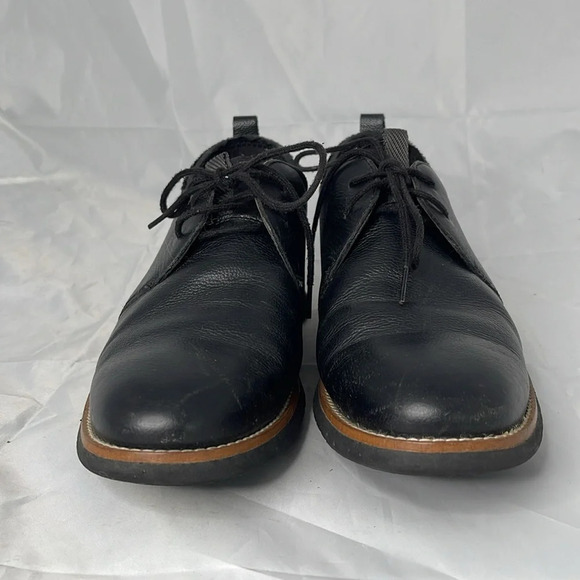 HUSH PUPPIES Mens Colby Black Pebble Grain Oxford Shoes Lace Up Classic Size 8 - Picture 3 of 12